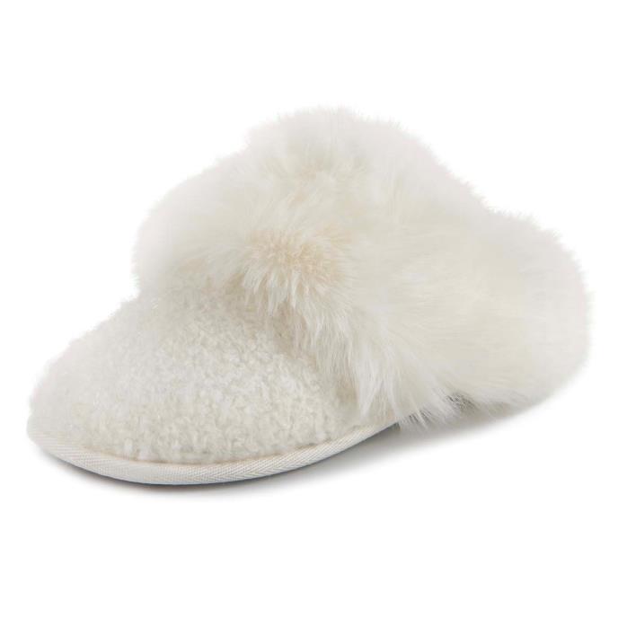totes toasties® Ladies Textured Sparkle Faux Fur Mule Slippers Cream Extra Image 3